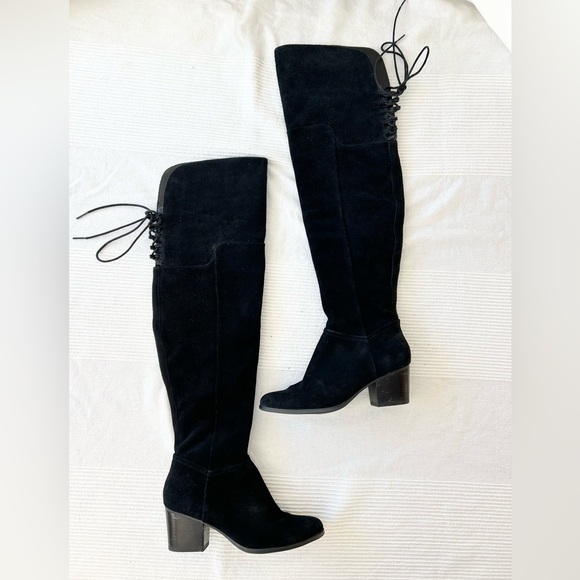 Aldo Womens Jeffres Black Suede Almond Toe Over Knee Boots - Picture 13 of 16